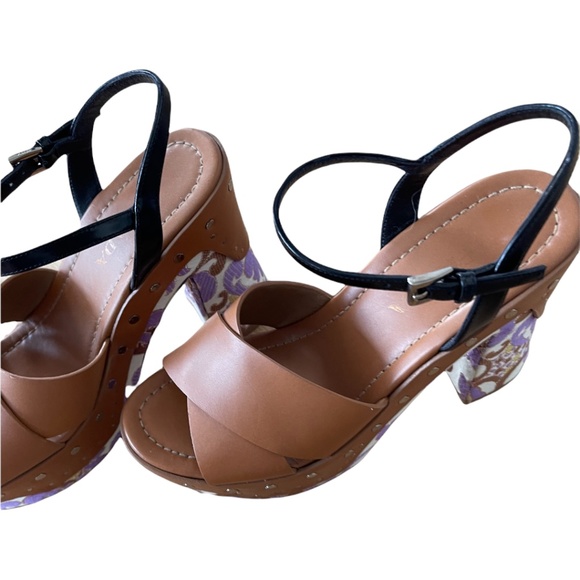 PRADA [RARE] Spring 2015 Leather/Brocade Platform Sandals - Picture 6 of 15